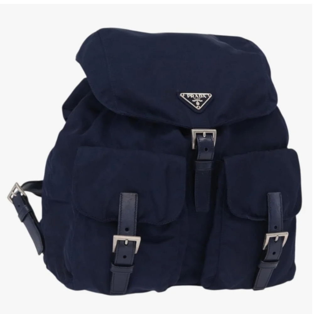 Prada Navy Nylon Blue Men And Women Backpack - Copy